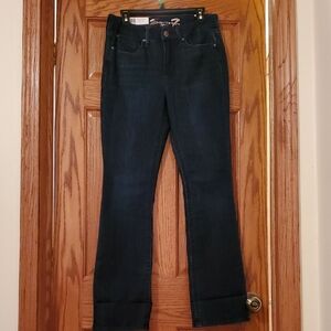Seven7 Women's High Rise Tummyless Dark Indigo Boot Cut Jeans. Size 10